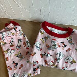 SET OF TWO Magnolia Baby Pink Christmas Kids Pajama Set